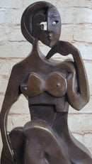 Hand Made Modern Abstract Female Bronze Statue Sculpture Tribute To Picasso Decor
