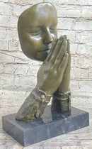 Praying Floating Face Bronze Metal Sculpture Statue Surrealism Dali Decor