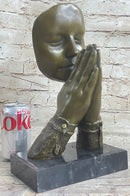 Praying Floating Face Bronze Metal Sculpture Statue Surrealism Dali Decor