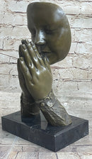 Praying Floating Face Bronze Metal Sculpture Statue Surrealism Dali Decor