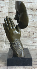 Praying Floating Face Bronze Metal Sculpture Statue Surrealism Dali Decor