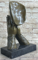 Praying Floating Face Bronze Metal Sculpture Statue Surrealism Dali Decor