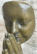 Praying Floating Face Bronze Metal Sculpture Statue Surrealism Dali Decor