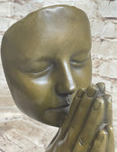 Praying Floating Face Bronze Metal Sculpture Statue Surrealism Dali Decor