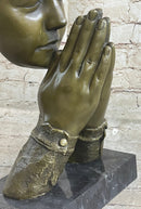 Praying Floating Face Bronze Metal Sculpture Statue Surrealism Dali Decor
