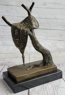 The Persistence of Memory Melting Clock by Salvador Dali Bronze Statue Sculpture 12" x 8"