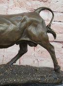 Solid Bronze Sculpture of a Bull Marble Base Abstract Art Deco Figurine Figure