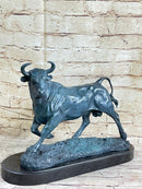Wall Street Bull Green Patina Bronze Statue Sculpture Figure Stock Market 11" x 16"
