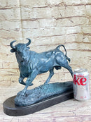 Wall Street Bull Green Patina Bronze Statue Sculpture Figure Stock Market 11" x 16"