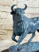 Wall Street Bull Green Patina Bronze Statue Sculpture Figure Stock Market 11" x 16"