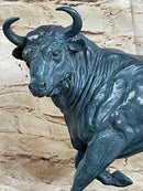 Wall Street Bull Green Patina Bronze Statue Sculpture Figure Stock Market 11" x 16"