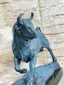 Wall Street Bull Green Patina Bronze Statue Sculpture Figure Stock Market 11" x 16"