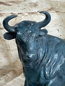 Wall Street Bull Green Patina Bronze Statue Sculpture Figure Stock Market 11" x 16"