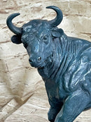 Wall Street Bull Green Patina Bronze Statue Sculpture Figure Stock Market 11" x 16"
