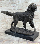 Bronze Golden Retriever Sculpture – Realistic Dog Statue on Marble Base