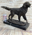 Bronze Golden Retriever Sculpture – Realistic Dog Statue on Marble Base