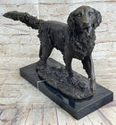 Bronze Golden Retriever Sculpture – Realistic Dog Statue on Marble Base