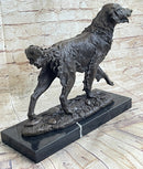 Bronze Golden Retriever Sculpture – Realistic Dog Statue on Marble Base