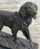 Bronze Golden Retriever Sculpture – Realistic Dog Statue on Marble Base