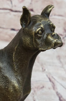 Boxer Dog Bronze Metal Statue Sculpture Collectible Decor Signed Art 8" x 9"