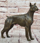 Boxer Dog Bronze Metal Statue Sculpture Collectible Decor Signed Art 8" x 9"