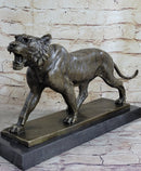 Signed Barye Cougar Lion Tiger Wild Animal Circus Cage Bronze Sculpture Statue