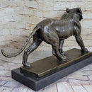 Signed Barye Cougar Lion Tiger Wild Animal Circus Cage Bronze Sculpture Statue