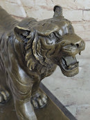 Signed Barye Cougar Lion Tiger Wild Animal Circus Cage Bronze Sculpture Statue