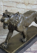 Signed Barye Cougar Lion Tiger Wild Animal Circus Cage Bronze Sculpture Statue