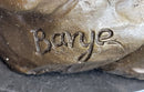 Signed Barye African Wild Cat Jungle Lion Bronze Statue Sculpture Figurine Art