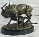 Mountain Lion Hunting Elk Deer by PJ Mene Bronze Statue Sculpture Wildlife Decor 11"X 13"