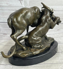 Mountain Lion Hunting Elk Deer by PJ Mene Bronze Statue Sculpture Wildlife Decor 11"X 13"
