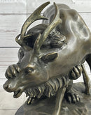 Mountain Lion Hunting Elk Deer by PJ Mene Bronze Statue Sculpture Wildlife Decor 11"X 13"