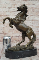 Rearing Stallion Horse Bronze Sculpture Statue Figure on Marble Base by Lecourtier