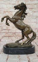 Rearing Stallion Horse Bronze Sculpture Statue Figure on Marble Base by Lecourtier
