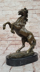 Rearing Stallion Horse Bronze Sculpture Statue Figure on Marble Base by Lecourtier