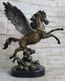 Flying Pegasus Winged Horse Greek Mythology Bronze Statue Sculpture Signed 15" x 14"