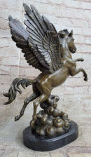 Flying Pegasus Winged Horse Greek Mythology Bronze Statue Sculpture Signed 15" x 14"