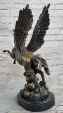 Flying Pegasus Winged Horse Greek Mythology Bronze Statue Sculpture Signed 15" x 14"