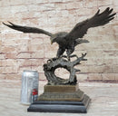 BRONZE Eagle Hawk Falcon Osprey Garden Park Zoo Statue Marble Base Figure Decor