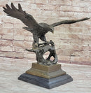 BRONZE Eagle Hawk Falcon Osprey Garden Park Zoo Statue Marble Base Figure Decor