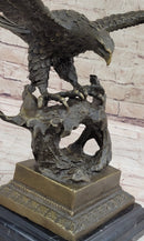 BRONZE Eagle Hawk Falcon Osprey Garden Park Zoo Statue Marble Base Figure Decor