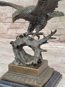 BRONZE Eagle Hawk Falcon Osprey Garden Park Zoo Statue Marble Base Figure Decor