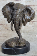 Elephant Head Bust Bronze Sculpture Statue Figure Original Signed Wildlife Art by Milo