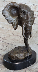 Elephant Head Bust Bronze Sculpture Statue Figure Original Signed Wildlife Art by Milo
