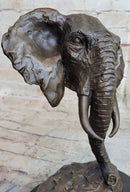Elephant Head Bust Bronze Sculpture Statue Figure Original Signed Wildlife Art by Milo