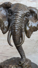 Elephant Head Bust Bronze Sculpture Statue Figure Original Signed Wildlife Art by Milo