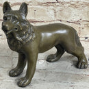 German Shepherd Puppy Dog Bronze Figurine Figure Sculpture Collectible 6" x 9"