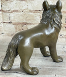 German Shepherd Puppy Dog Bronze Figurine Figure Sculpture Collectible 6" x 9"