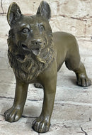 German Shepherd Puppy Dog Bronze Figurine Figure Sculpture Collectible 6" x 9"
